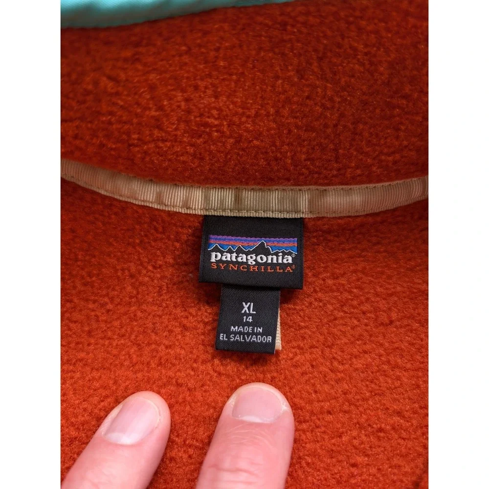 Kids XL Patagonia Lightweight Synchilla Snap-T Fleece Jacket Orange 65572
